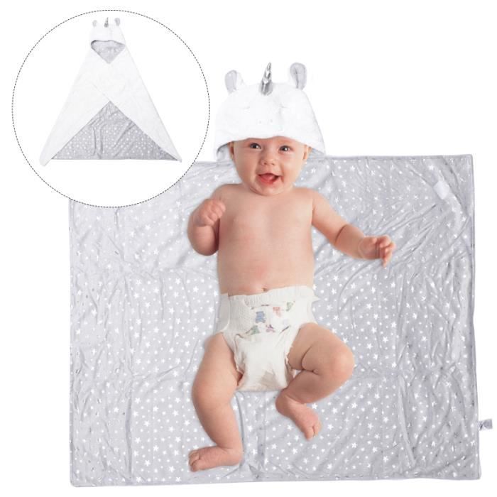 1Pc bébé peignoir dessin animé licorne serviette de bain coton à capuche fournitures SORTIE DE BAIN - PONCHO DE BAIN