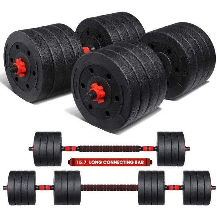 MOVTOTOP 50KG Fitness Bâtiment Muscle Perte de poids Dumbbell Ensemble d'outils barre - haltere - poids fitness - musculation