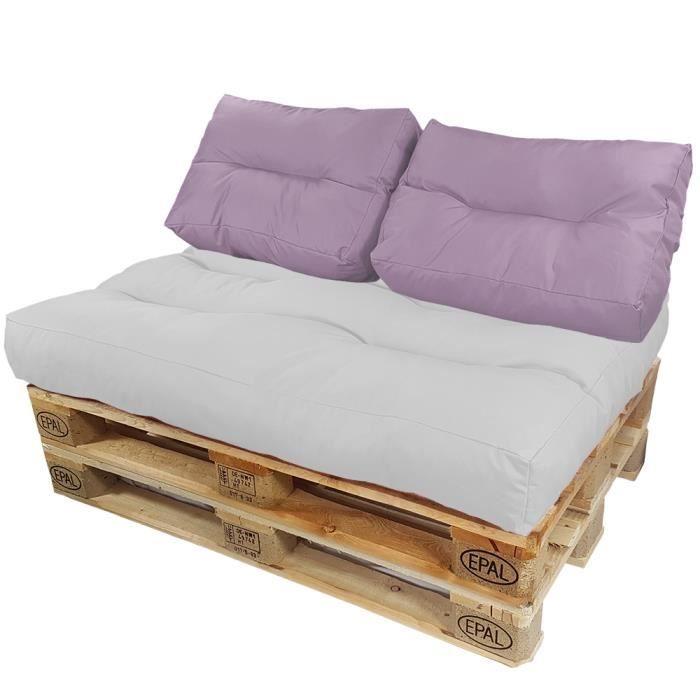 2x COUSSINS DE DOSSIER pour palette europe Lounge 60x40 cm LAVANDE pour extérieur résistant aux éclaboussures (PAS UN ENSEMBLE!!)