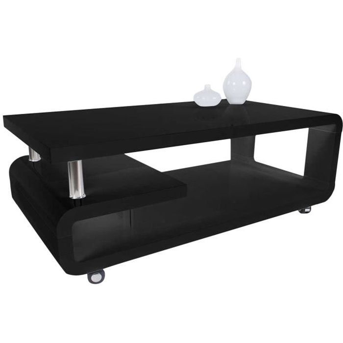 Table de salon 'Haka' 115x60x43 Noir laqué