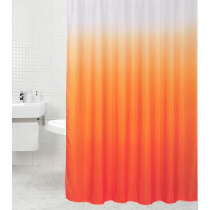 Rideau de douche Orange 180 x 200 cm - de haute qualité - 12 anneaux inclus - imperméable - effet anti-moisissures