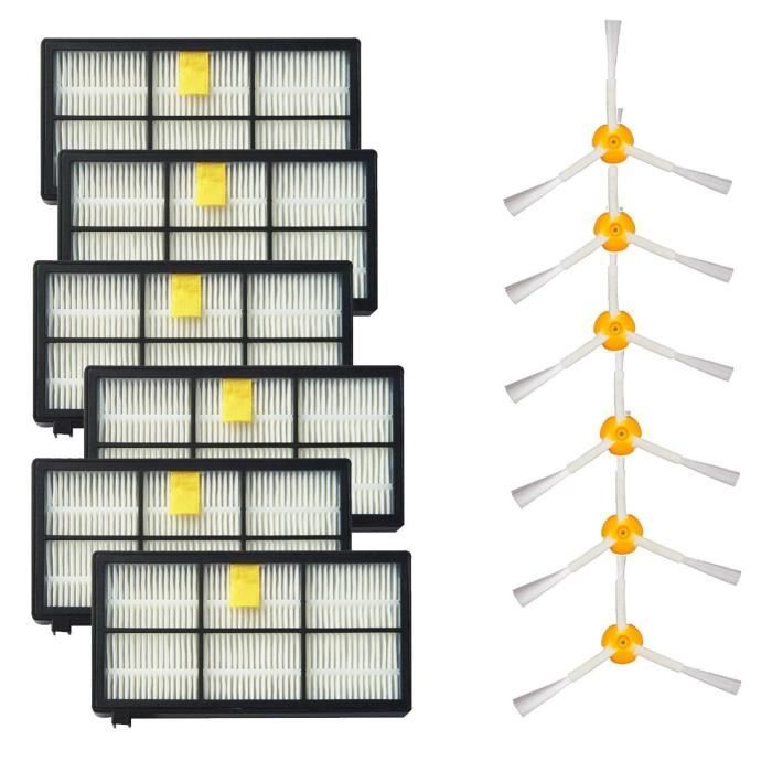 3 brosses laterales et filtres HEPA Replacement pour iRobot Roomba 800 900 serie 805 860 870 871 880 890 960 980 Aspirateur robotiqu
