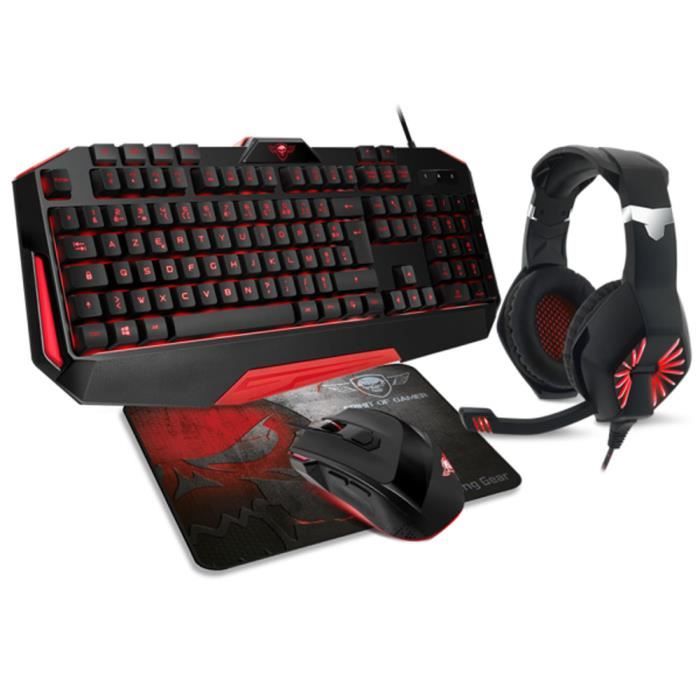 Pack gaming spirit of gamer pro mkh3 clavier casque souris et tapis rouge