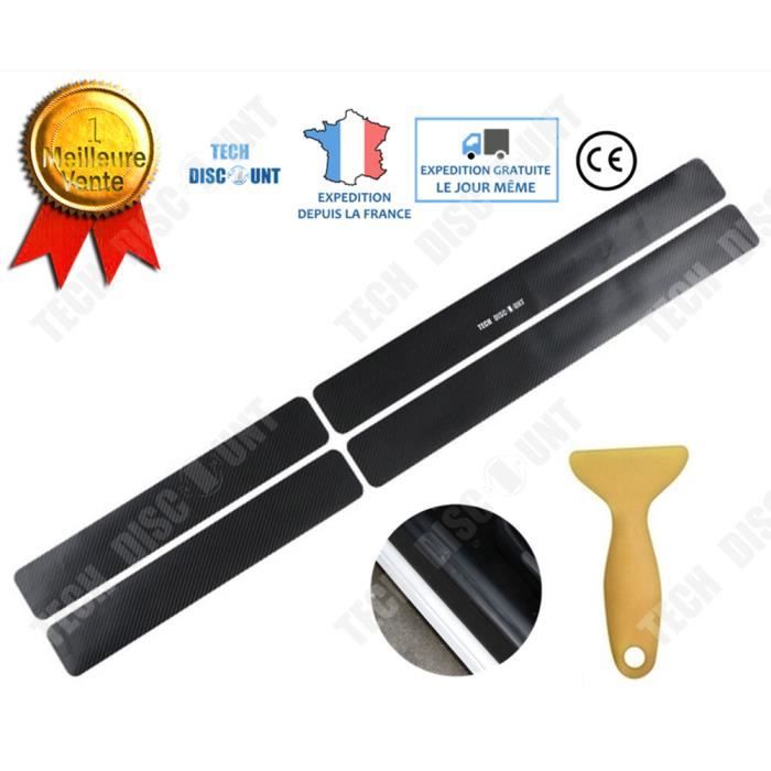TD® Autocollant voiture portière sport famille protection fibre de carbone seuil de porte protection solide antidérapant barre bande
