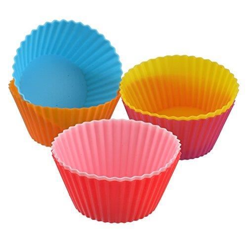 Lot de 12 Moule à Muffin Réutilisables en Silicone Anti-adhésif pour Cupcakes Brownies Gâteaux Pudding