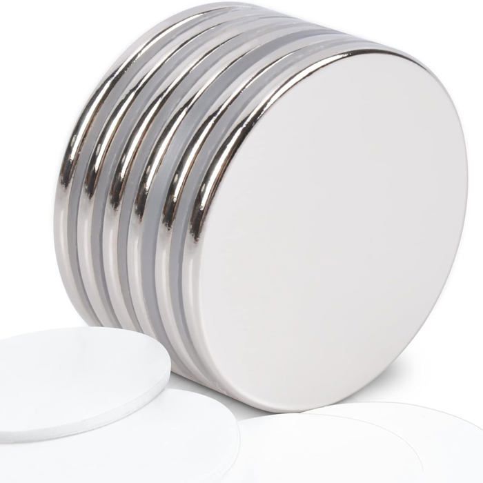 6Pcs Petits Aimants Ronds 30X2Mm, Aimants En Néodyme, Aimants Adhésifs Puissants, Colle 3M Très