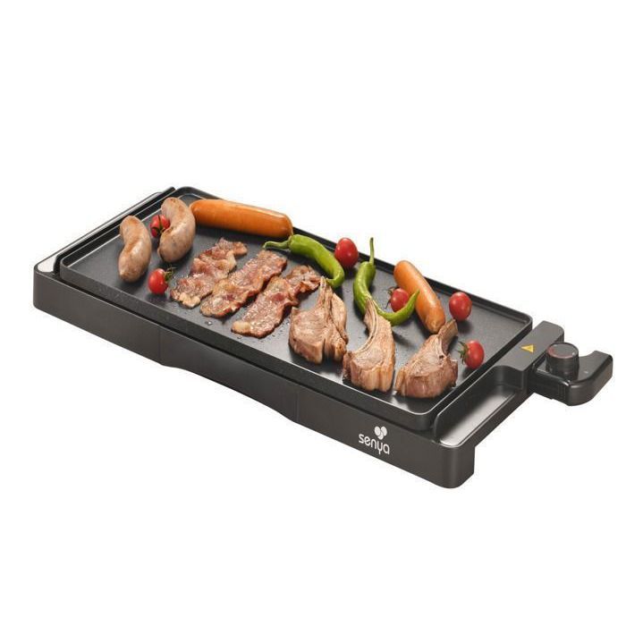 Plancha électrique 2000W – Surface XL – 8 personnes – Thermostat réglable – Antiadhésif – Plaque immersible