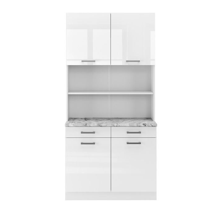 Bloc cuisine R-Line 100cm PT Marbre Blanc Haute brillance/Blanc Vicco 40042 Bloc cuisine R-Line 100cm PT Marbre Blanc Haute brillance/Blanc Vicco 40042