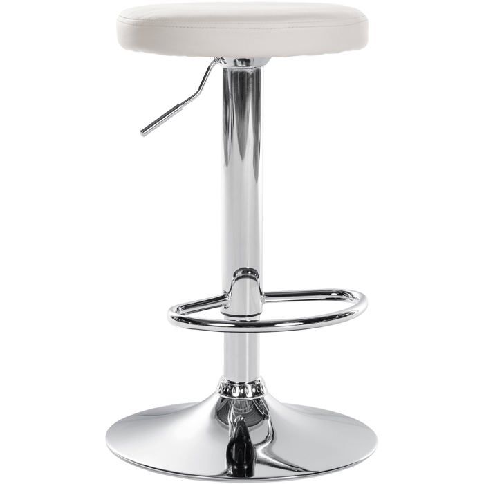 Tabouret de bar x1 design simple hauteur reglable revêtement en PVC blanc pieds en metal aspect chrome 10_0005342 Tabouret de bar x1 design simple hauteur reglable revêtement en PVC blanc pieds en metal aspect chrome 10_0005342