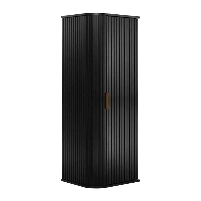 Meuble Colonne de Salle de Bain Suspendu GLAMOUR – Noir – 35 x 139 cm