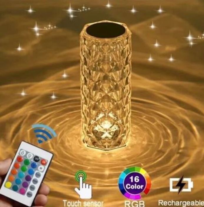 Veilleuse LED en cristal de 16 couleurs avec télécommande avec controle tactile lampe de chevet rechargeable par USB