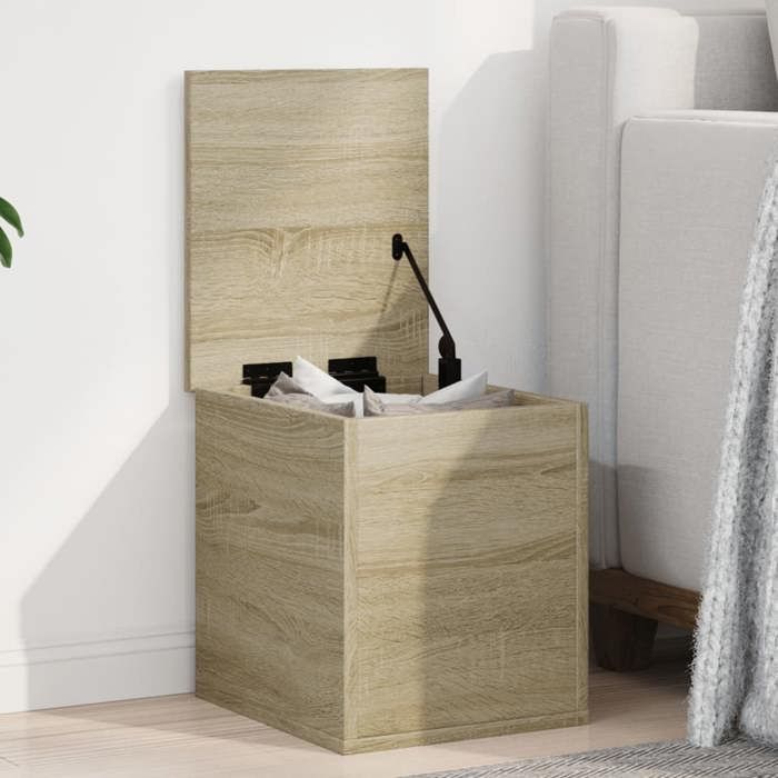 vidaXL Boîte de rangement chêne sonoma 30x35x35 cm bois dingénierie boîte à couvertures coffre de rangement boîte de 840669