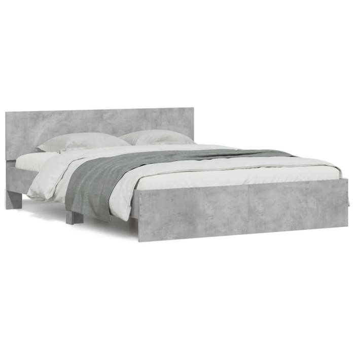 Lit 2 places - Cadre de lit/Lit Double Prix Bas - gris béton 140x190 cm @13682