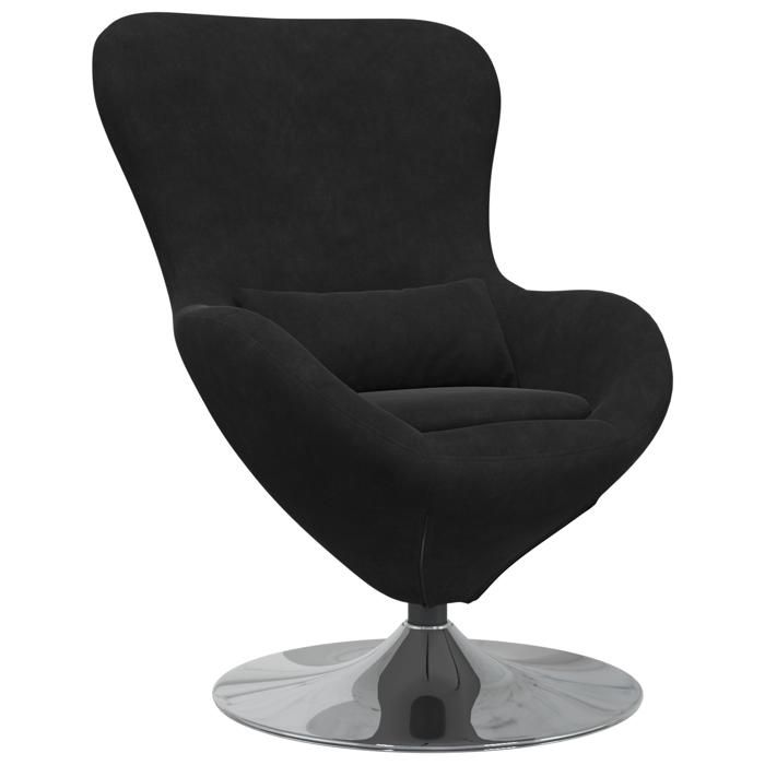 Chaise Oeuf en Noir - 1 place/Charge 150 kg - Velours 100% polyester 4909244
