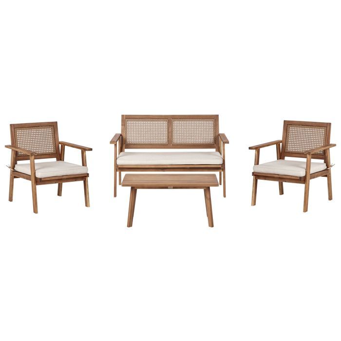 Ensemble de salon de jardin avec table 4 places ARENELLA Bois dacacia certifié Beige clair Ensemble de salon de jardin avec table 4 places ARENELLA Bois dacacia certifié Beige clair