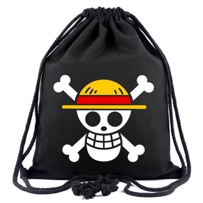 Sac à Dos One Piece – Sac Cordon - Sac de Sport Léger et Pratique avec Logo Skull Chapeau de Paille