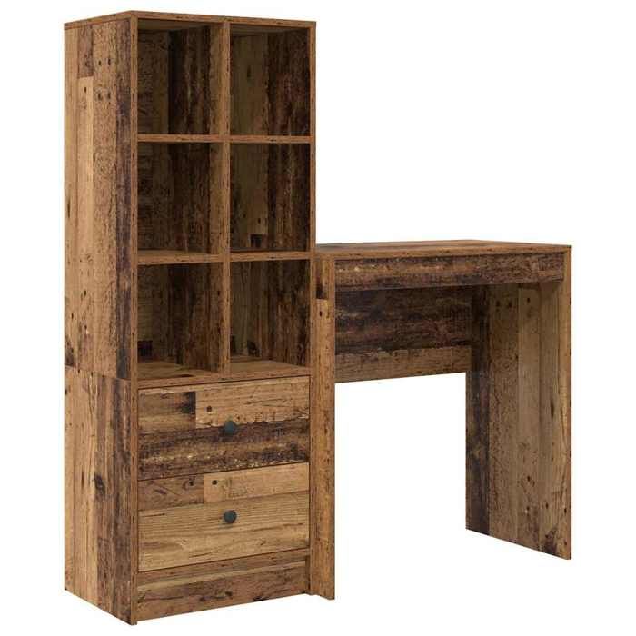 Bureau avec tiroirs en bois ancien - GKO - 115.5x40x127 cm - 2 tiroirs - Bois dingénierie - Marron - Étagères intégrées