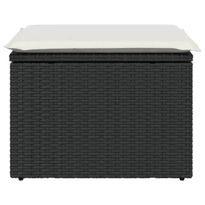 Sale 2026 Tabouret de jardin - BURKE - Pouf dextérieur - avec coussin - noir 55x55x37 cm - résine tressée BB440