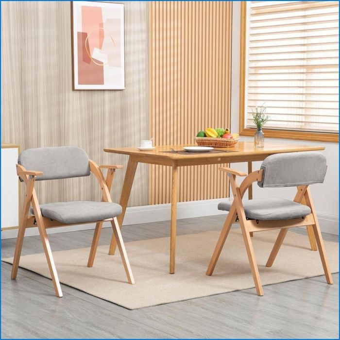 Chaises de salle à manger - HOMEFUN - Pliables empilables avec accoudoirs coussins - Gris (2 pcs)