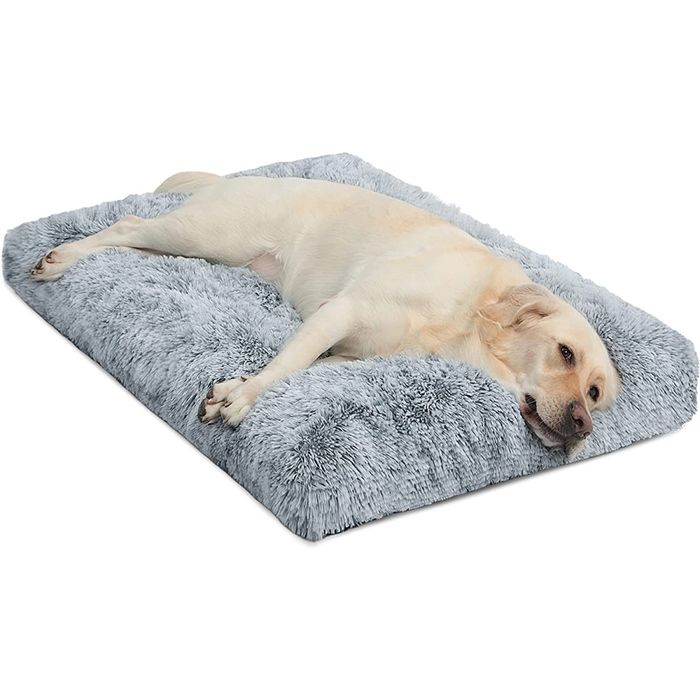 Meilleurs prix pour Grand panier pour chien matelas lavable apaisant moelleux et anti-anxiété tapis en peluche de luxe avec base antidérapant Label