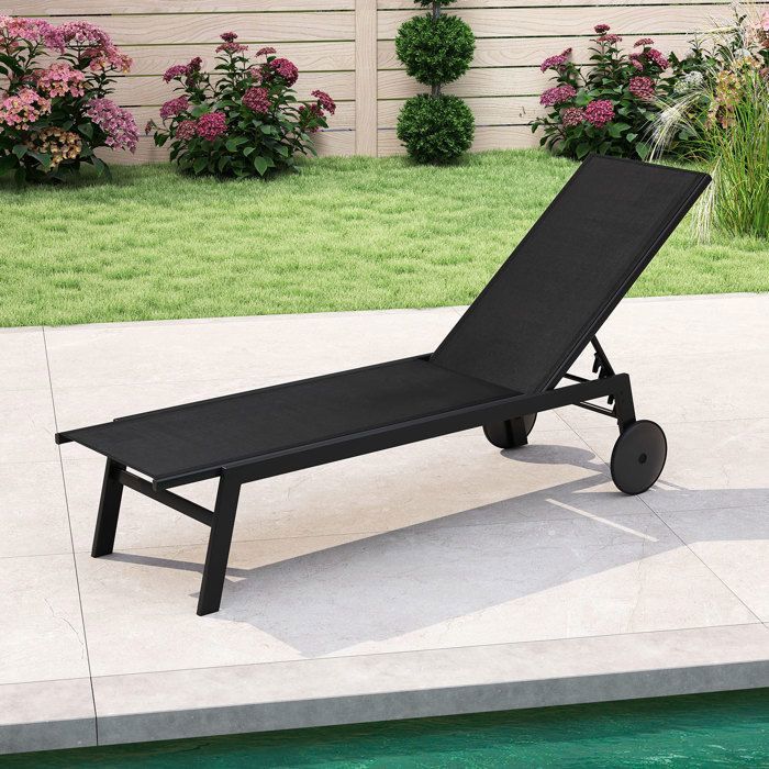 COSTWAY Bain de Soleil avec Roulettes Dossier Réglable en 6 Positions Textilène pour Piscine Terrasse et Jardin Noir COSTWAY Bain de Soleil avec Roulettes Dossier Réglable en 6 Positions Textilène pour Piscine Terrasse et Jardin Noir
