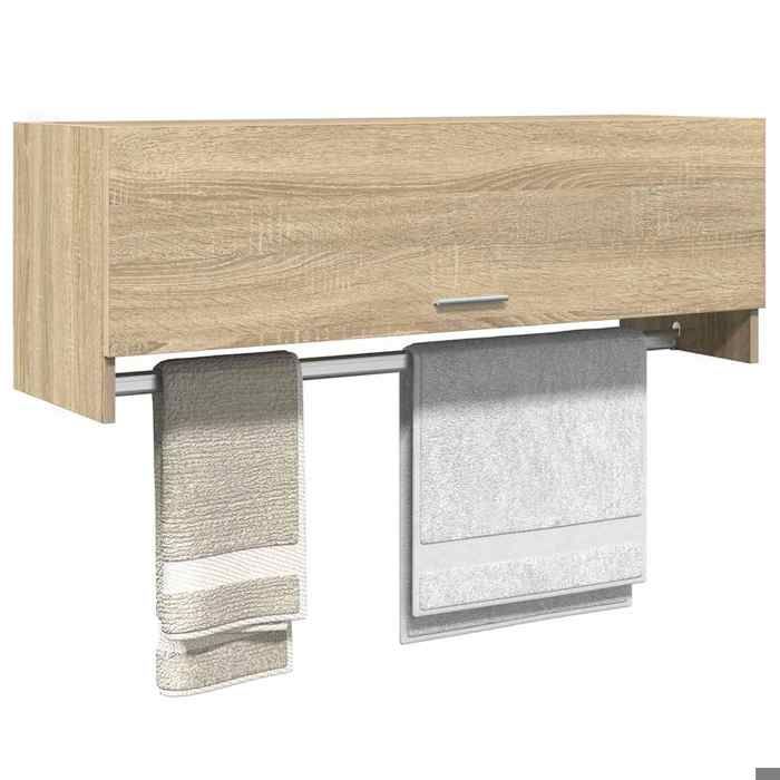 En soldes - Garde-robe - armoire penderie Cabinet à chambre - meuble de rangement chêne sonoma 100x32 5x35cm - Bois dingénierie 8_