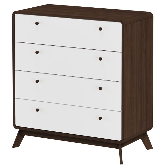 Cassie - Commode Avec 4 Tiroirs En Effet Noyer Blanc