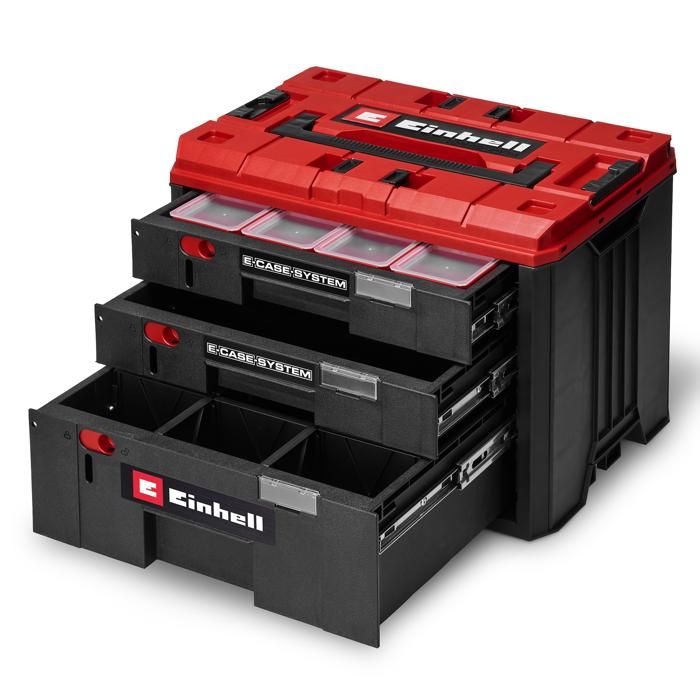 Mallette à tiroirs modulaire E Case Einhell 3 tiroirs verrouillables Système empilable