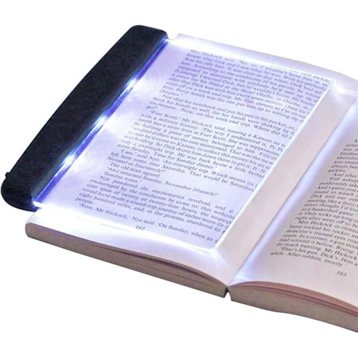 Lampe de lecture pleine page LED panneau transparent sans fil liseuse portable noir