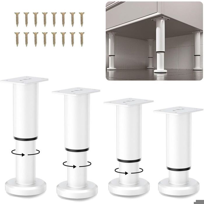 Pieds de meuble réglables - PZCC - PZCC - 4 pièces - Acier inoxydable - Réglables 8–12 cm