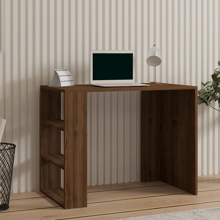 Bureau Dmora en Bois Mélaminé Marron Noyer 90x50x70h cm Bureau Dmora en Bois Mélaminé Marron Noyer 90x50x70h cm