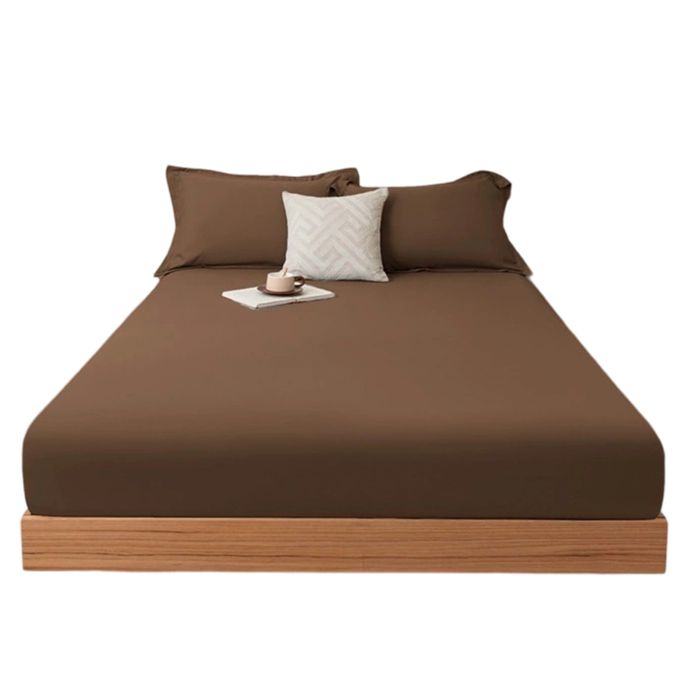 Drap housse en coton 120*200 cm brun - - Drap housse - - Marron marron brun