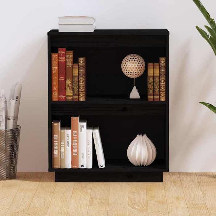 (12334)Moderne Cabinet console Noir 60x34x75 cm Bois de pin solide poid:9.66 kg