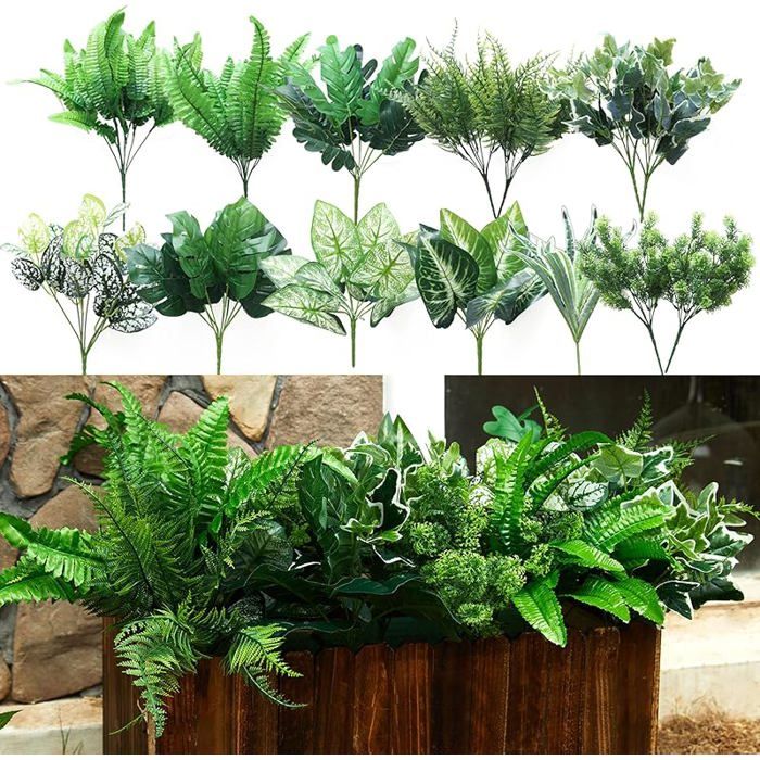 14 PCS Plante Artificielle Exterieur Arbuste Artificiel Exterieur Fausse Plante Plantes Résistantes À FLEUR-PLANTE ARTIFICIELLE