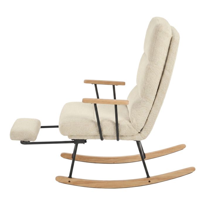 Fauteuil à Bascule Chaise Relax en Tissu Peluche Dossier Inclinable 4 Positions pour Salon Chambre Bois Marron Fauteuil à Bascule Chaise Relax en Tissu Peluche Dossier Inclinable 4 Positions pour Salon Chambre Bois Marron