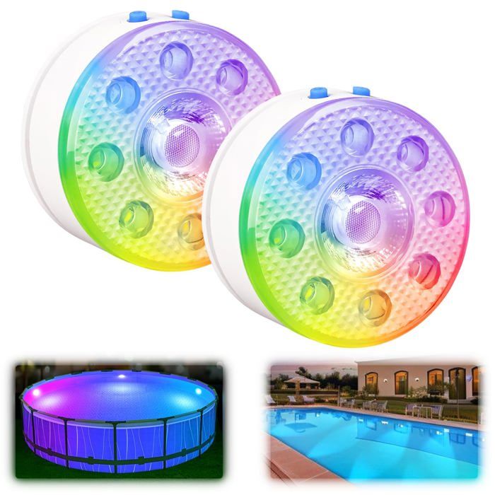 Lot de 2 lampes sous-marines pour piscines hors sol et creusées avec éteinte lumières LED RVB magnétiques Lot de 2. lot PROJECTEUR
