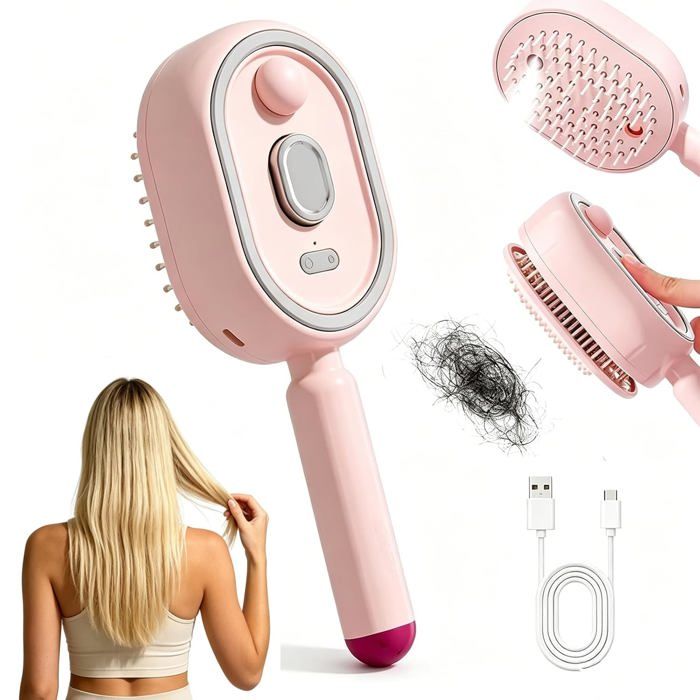 Peigne massant électrique - SONGHUI - 5 en 1 - Brume hydratante - Autonettoyant - Rechargeable USB