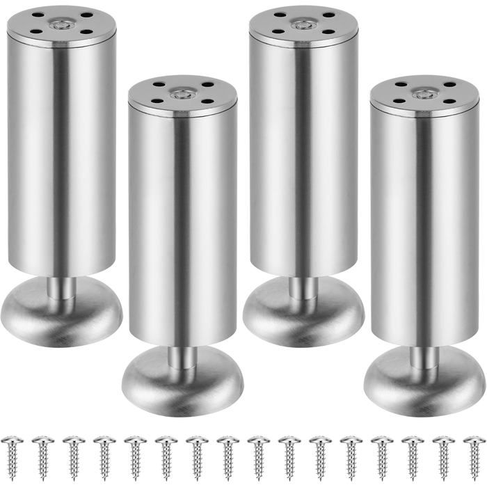 Lot de 4 pieds de meuble en inox (charge max 250kg) pieds de meuble réglables Pour pied canapé pied meuble salle de bain 15 cm