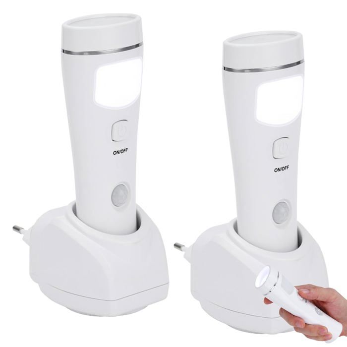 Lot de 2 lampes torches de nuit : lampe torche LED à induction à brancher lampe torche rechargeable avec capteur mural lampe