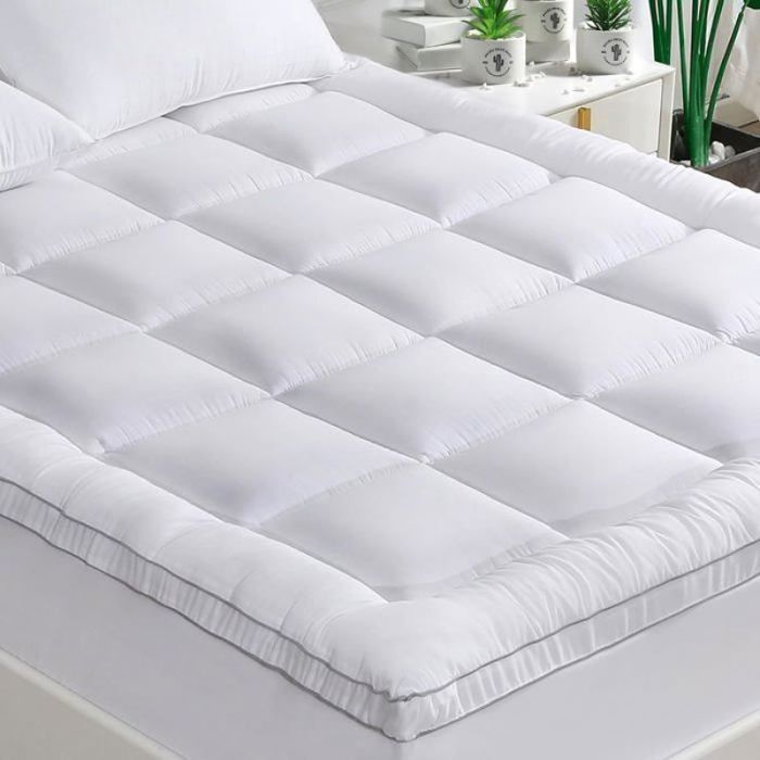 Surmatelas 90x190 cm - Épaisseur 6 cm en Fibres de Bambou et Microfibres Garnissage 3D - Respirant et Lavable Machine