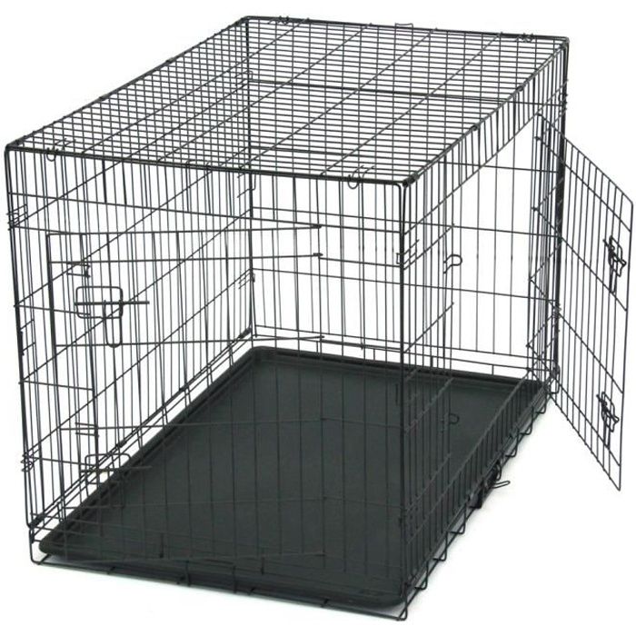 Cage pour Chien de transport pliante en métal 107 x 68 x 75 cm Noir