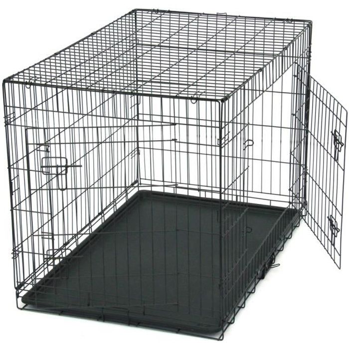 Comparer les prix de Cage pour Chien de transport pliante en métal 107 x 68 x 75 cm Noir