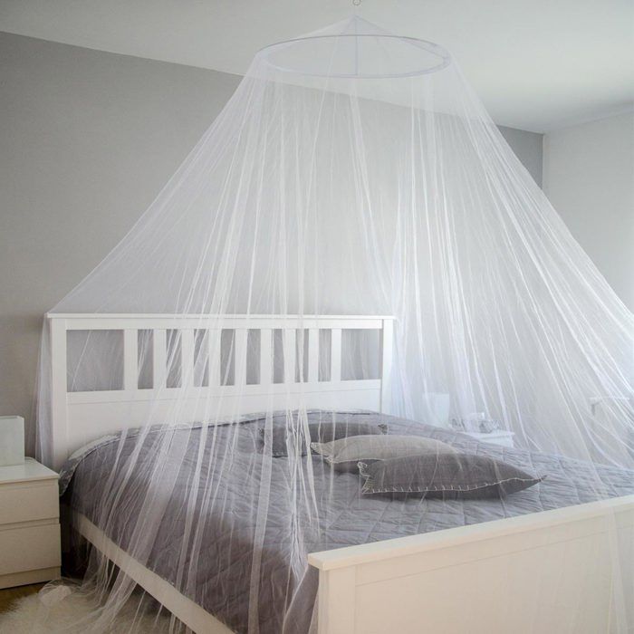 Moustiquaire 12m Ciel de lit double berceau en tissu de polyester transparent