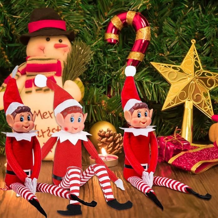 Figurine Lutin De Noël Elfe – 40 Cm, Rouge, En Plastique Et Vinyle, Décoration