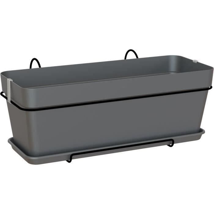 Jardinière balcon CAPRI - Plastique - Anthracite - Rectangulaire - 502 x 285 x h207 cm - ARTEVASI