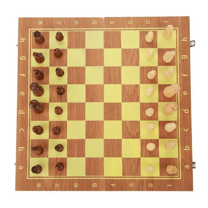 Jeu D’échecs 3 En 1 Magnétique En Bois - Échecs, Dames, Et Jeux De Stratégie - Portable, Pliable, Parfait Pour Voyages