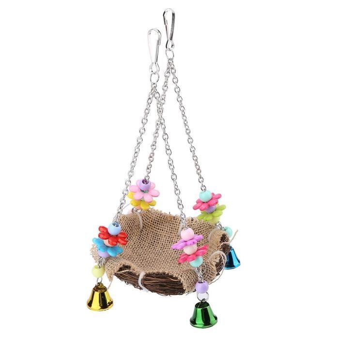 Nid de Rotin Nid Suspendre jouet Oiseau Oscillation debout Jouet Perche Hamac Cage Diamètre env 20 cm (L) -vio