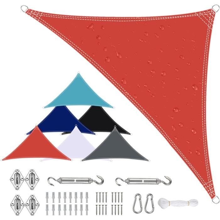 Voile D'ombrage Triangulaire 3x3x3m - Imperméable, 98% UV - Pour Terrasse, Jardin, Piscine - 3