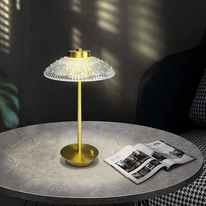 Lampe à poser cône jaune rechargeable en métal LED IP44, 400 lumens, CCT et  dimmable, hauteur