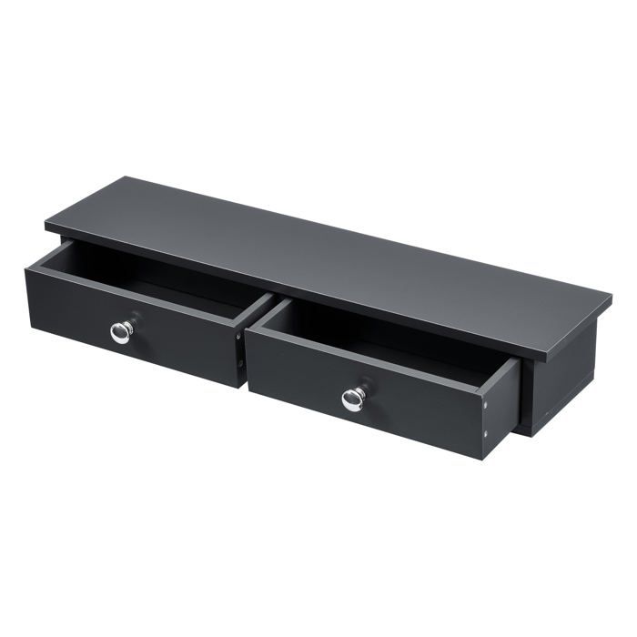 Étagère murale stylée avec 2 tiroirs meuble de rangement MDF 60 cm gris foncé 03_0005193 Étagère murale stylée avec 2 tiroirs meuble de rangement MDF 60 cm gris foncé 03_0005193